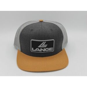 Lange Ski Boots Grey Yellow Mesh Back Trucker Snapback Hat Flat Brim Cap
